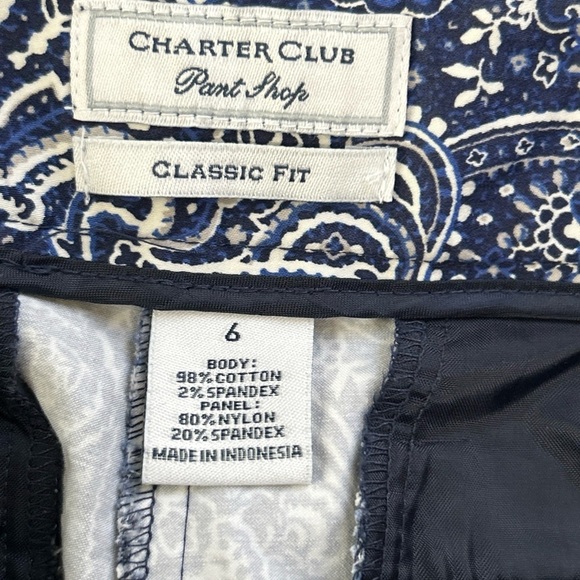 Charter‎ Club Classic Fit Women's 6 Blue Paisley Pants 4 Pocket Preppy Business - Picture 12 of 13
